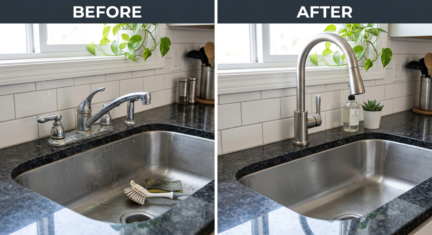 Before and after: Moen kitchen faucet replacement